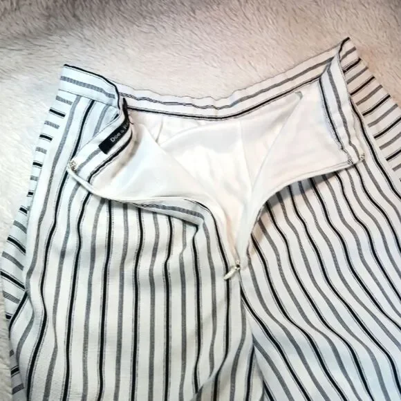 Doe & Rae Wide Leg Cropped Culotte Palazzo Striped Pants Black/White Womans Med - Picture 11 of 11